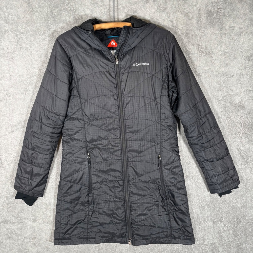 Columbia Womens L Mighty Lite III Hooded Jacket Black Omni-Heat Puffer WL5033